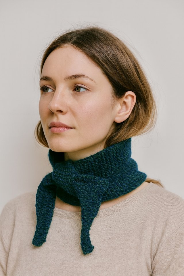 Mały ciepły skandynawski szalik Sophie apaszka turban 100% alpaka