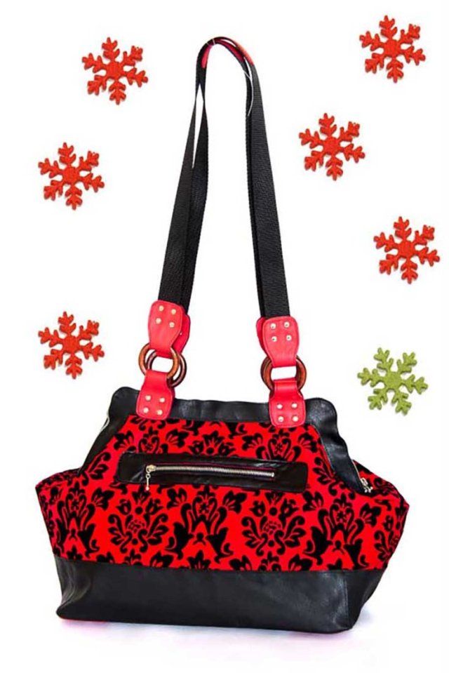 skóra naturalna - torebka CZARNE GRAFIKI