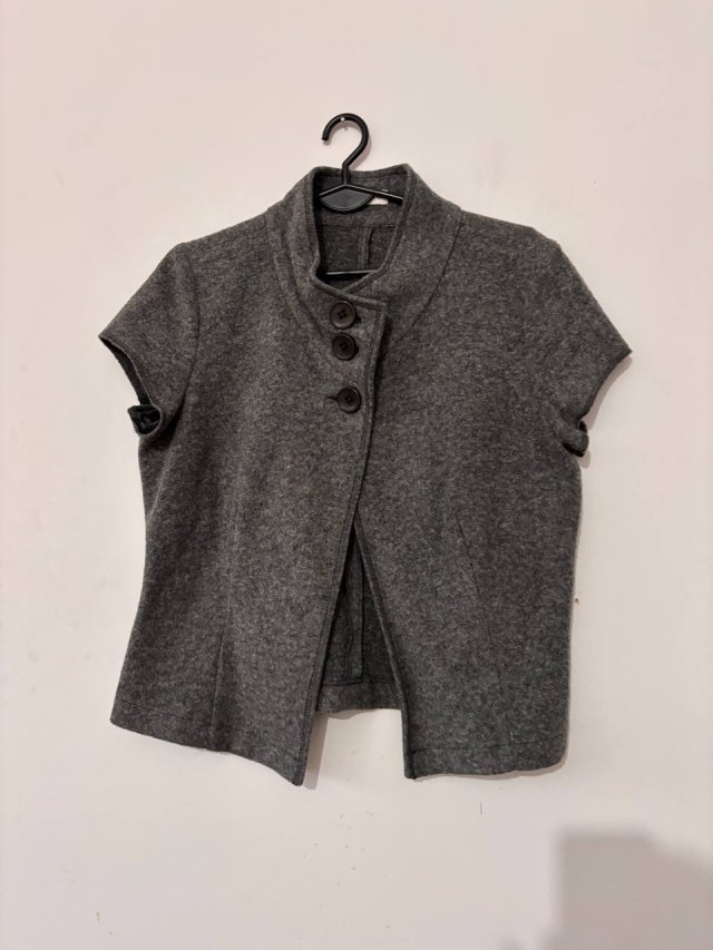 Kamizelka BONITA wełna krótki rękaw elegancka szara S M
