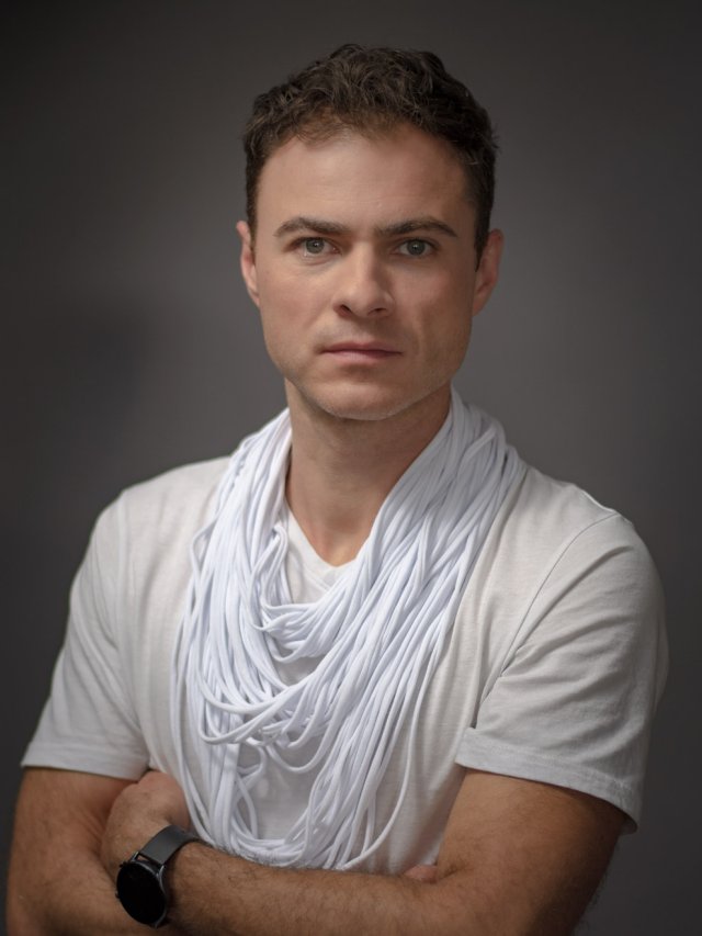 Naszyjnik dzianinowy - biały (unisex)