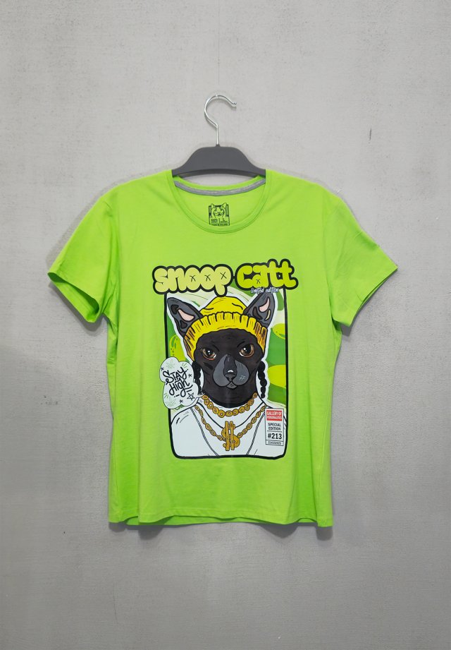 T-shirt SNOOP CAT (DAMSKA L) zielony