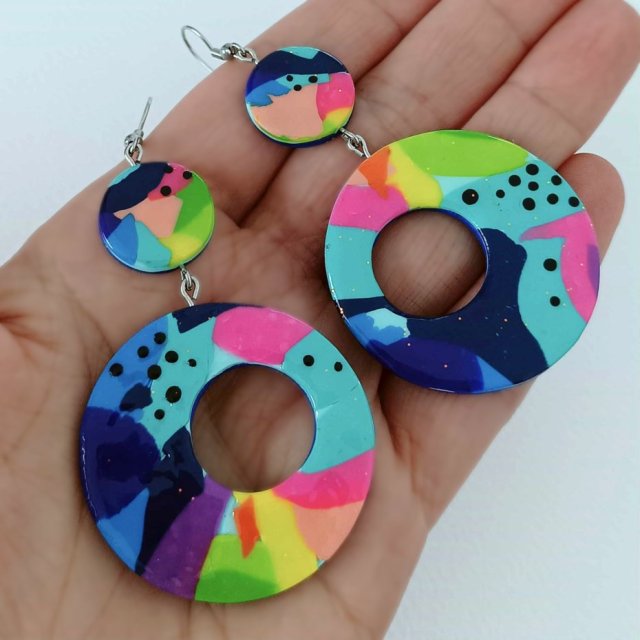 Kolorowe Abstrakcyjne Kolczyki
