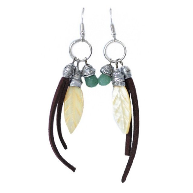 DŁUGIE AUTORSKIE KOLCZYKI LISTKI