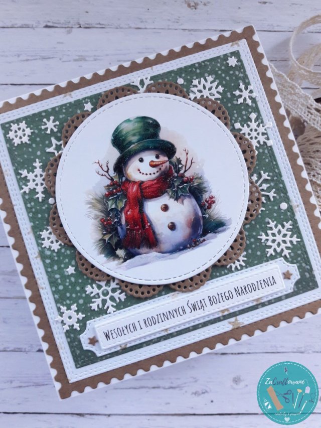 Kartka świąteczna z uroczym bałwankiem