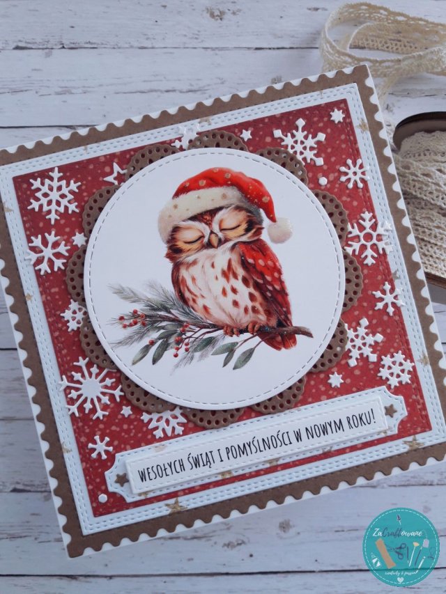 Kartka świąteczna z uroczą sową