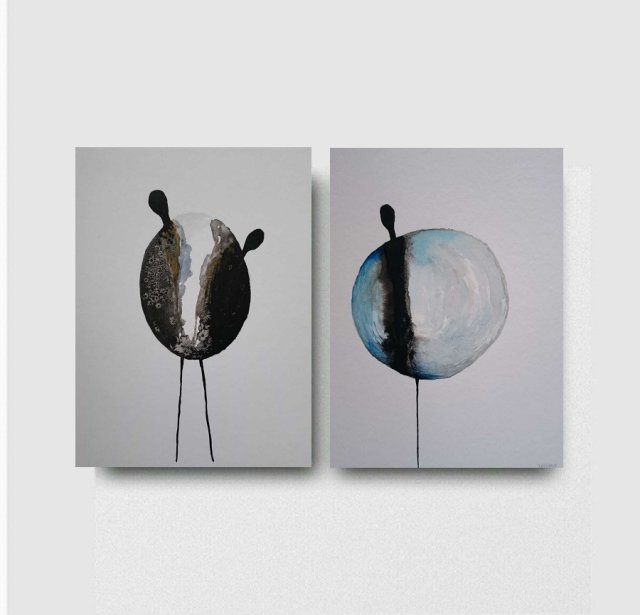 Postacie- dwie akwarele