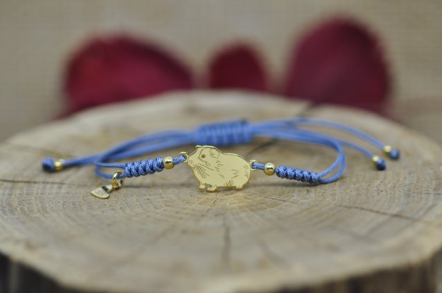 Świnka morska - bransoletka, srebro 925 pozłacane