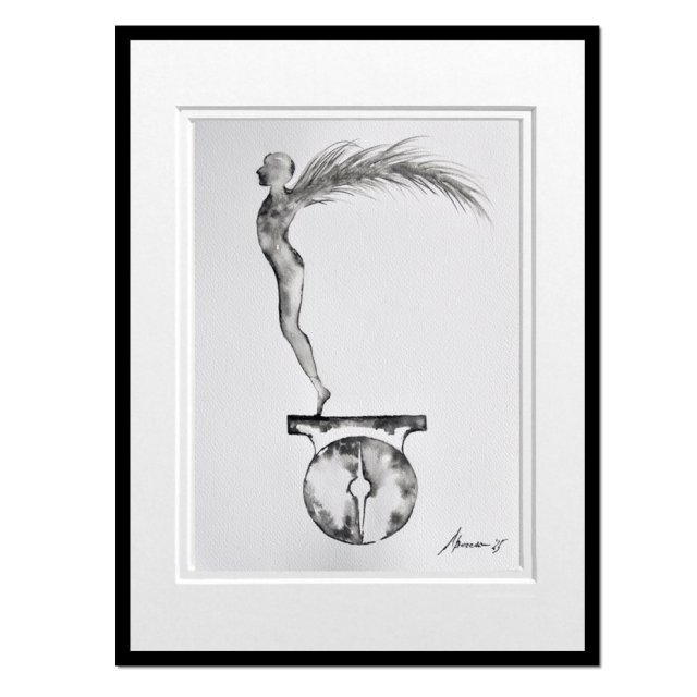 Ikar grafika obraz malowany tuszem /1/