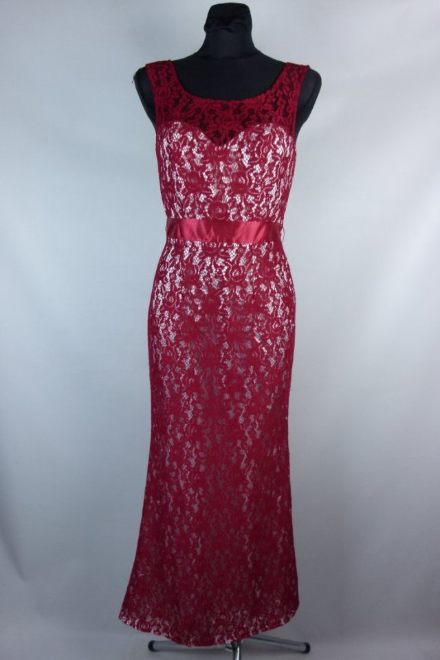Koronkowa sukienka maxi bordo / XS