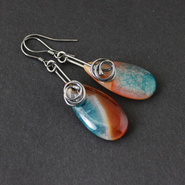 Kolczyki Tanya - agat i oksydowane srebro