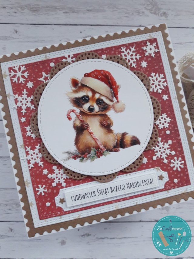 Kartka świąteczna z uroczym szopem