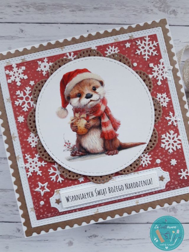 Kartka świąteczna z uroczą wyderką