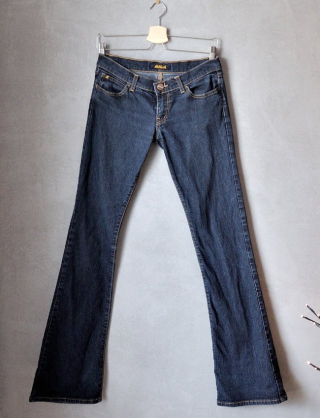 Granatowe jeansy włoskie dzwony flare KILLAH y2k S