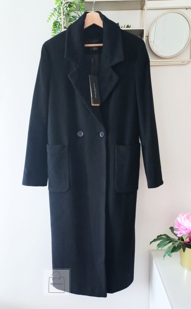 Donna Karan wełniany płaszcz