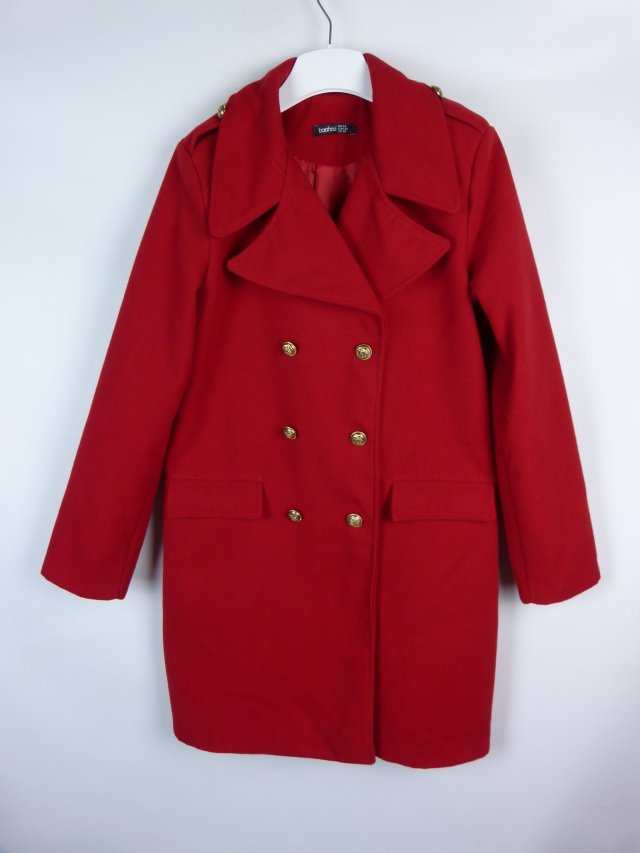 Boohoo flauszowy płaszczyk red 14 / 42