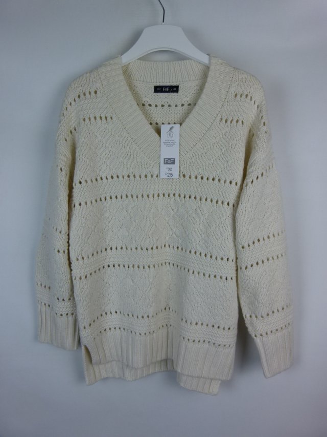 F&F śmietanowy sweter z metką / M