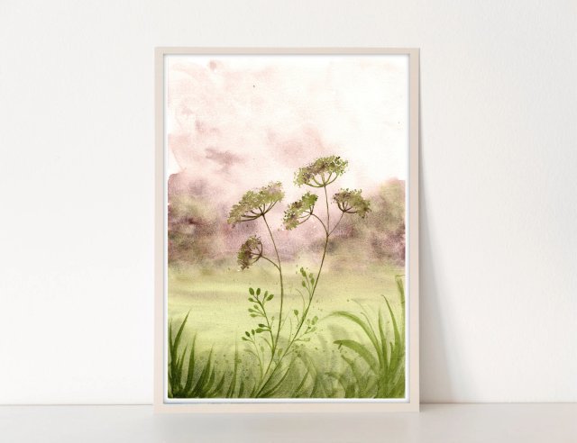 Trawy. Oryginalna akwarela A4