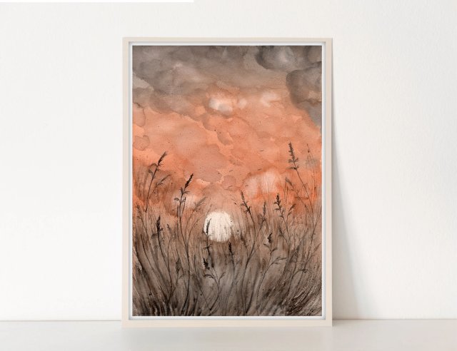 Trawy. Oryginalna akwarela A4