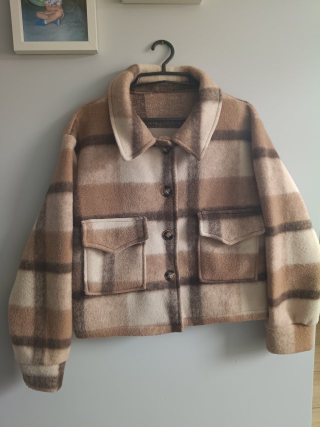 Wełniana kurtka w kratę.Made im Italy. Lana wool.