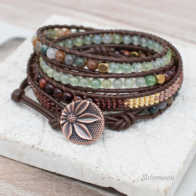 Brązowa Bransoletka Boho z Minerałami