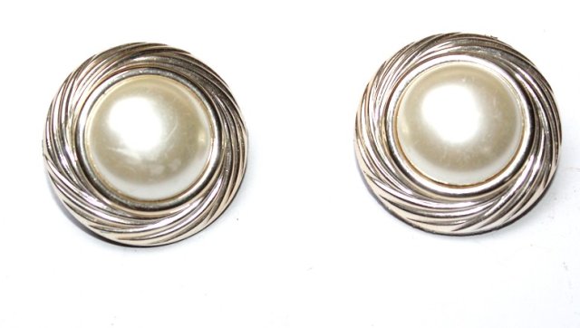 Duże perłowe klipsy PRL 3,5cm vintage