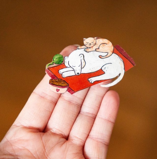 Broszka psyjaciele pies i kot