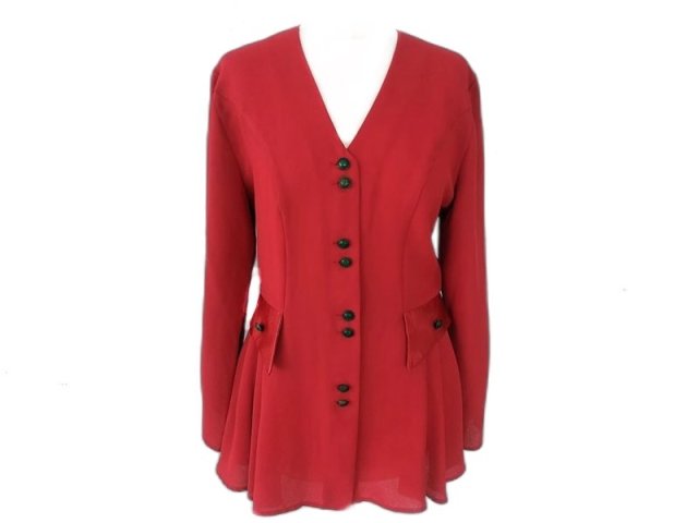 Bluzka vintage z welurowym zdobieniem