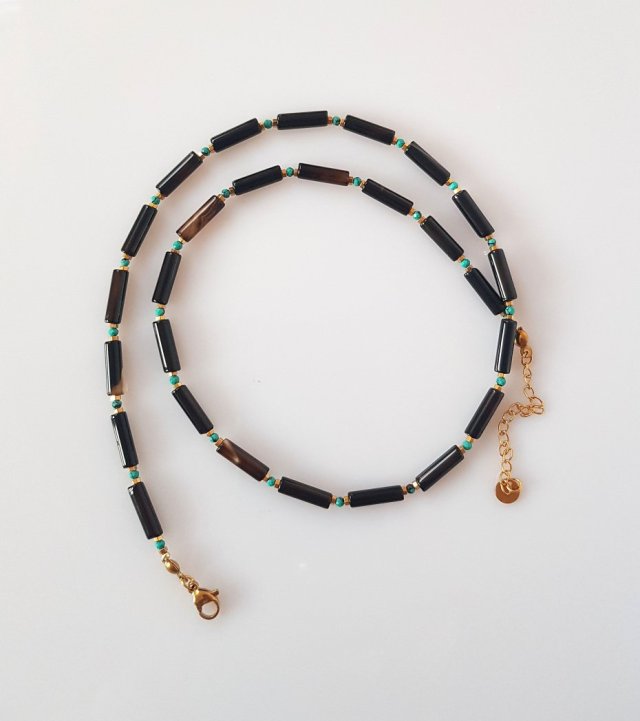 Naszyjnik z Onyksem Pasiastym v Long