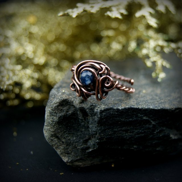 Szafir regulowany pierścionek z miedzi