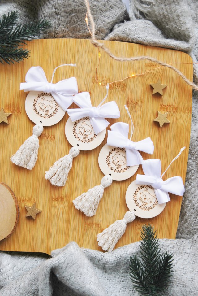 Zawieszki na choinkę chwosty - 4 szt. liski | Zestaw ozdób choinkowych