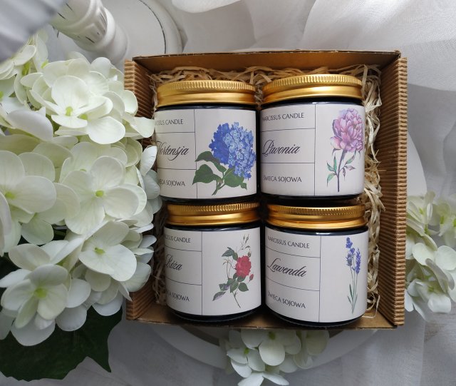 Zestaw kwiatowych świec sojowych