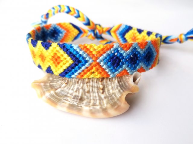 Noc pod gwiazdami - ręcznie pleciona bransoletka przyjaźni, bawełna, aztecka bransoletka etniczna, uniwersalna