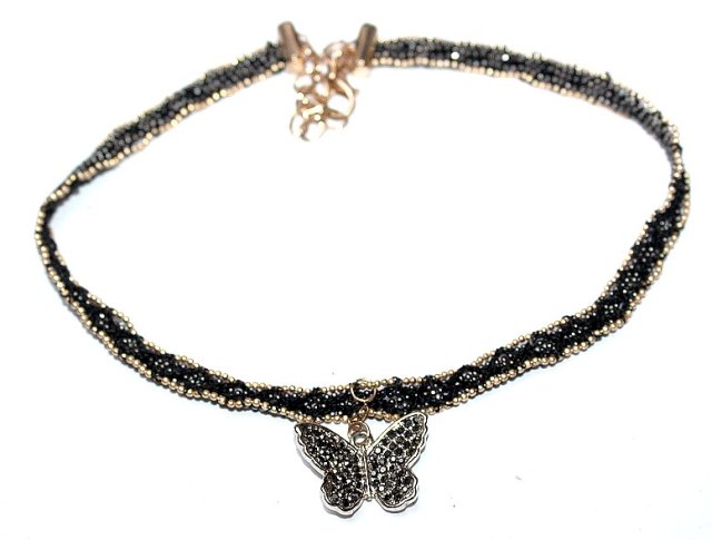 KORALIKOWY  naszyjnik choker obroża motylek