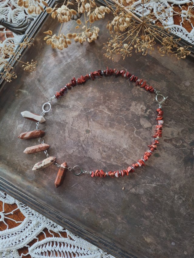 Naszyjnik jaspis ceglasty