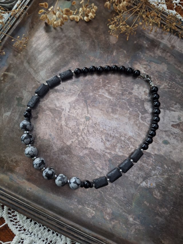 Korale obsydian śnieżny lawa wulkaniczna i onyks