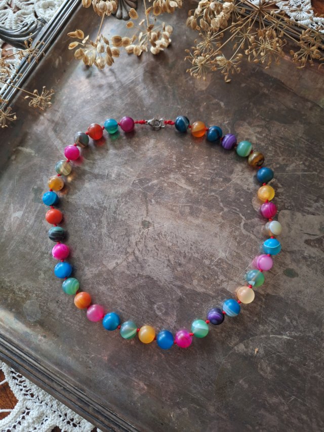 Korale agat mix kolorów