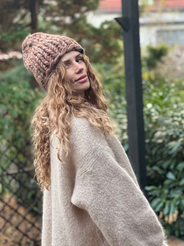 100% MERINO czapka w grubym splocie CHUNKY