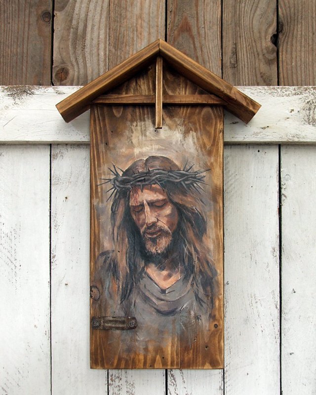 Obraz Chrystus - malowany na starych deskach