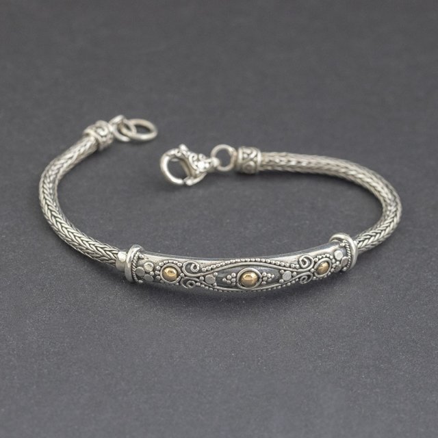 Srebrna bransoletka ze złotem 18K