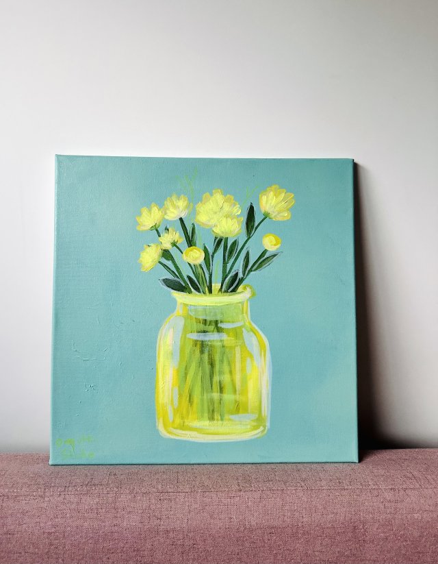 Obraz akrylowy Kwiaty w szklanym wazonie