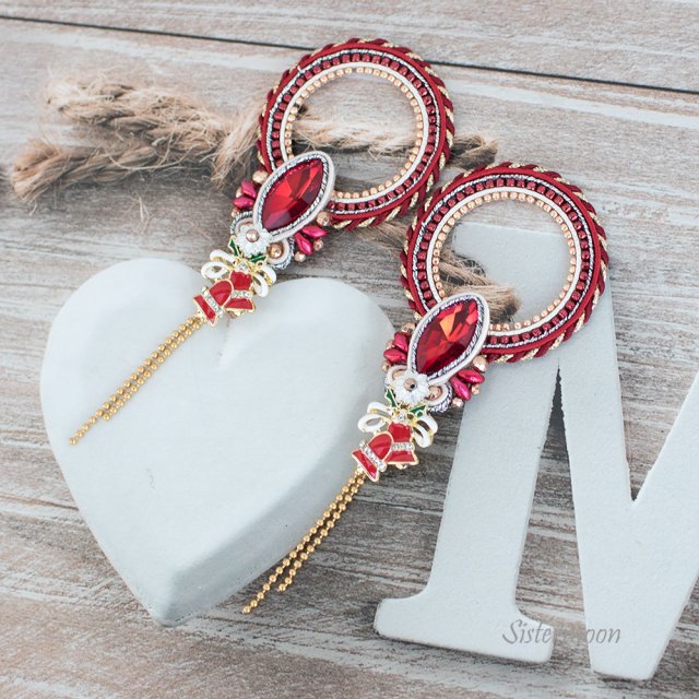 Czerwone kolczyki sutasz Świąteczne