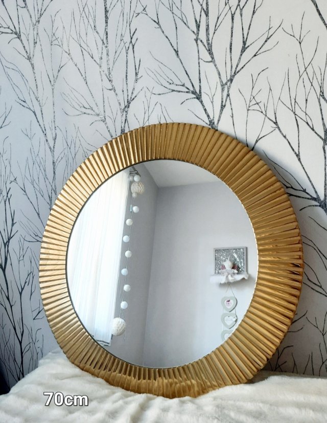 Lustro okrągłe złote, różne wymiary 50cm,60,70,80,90