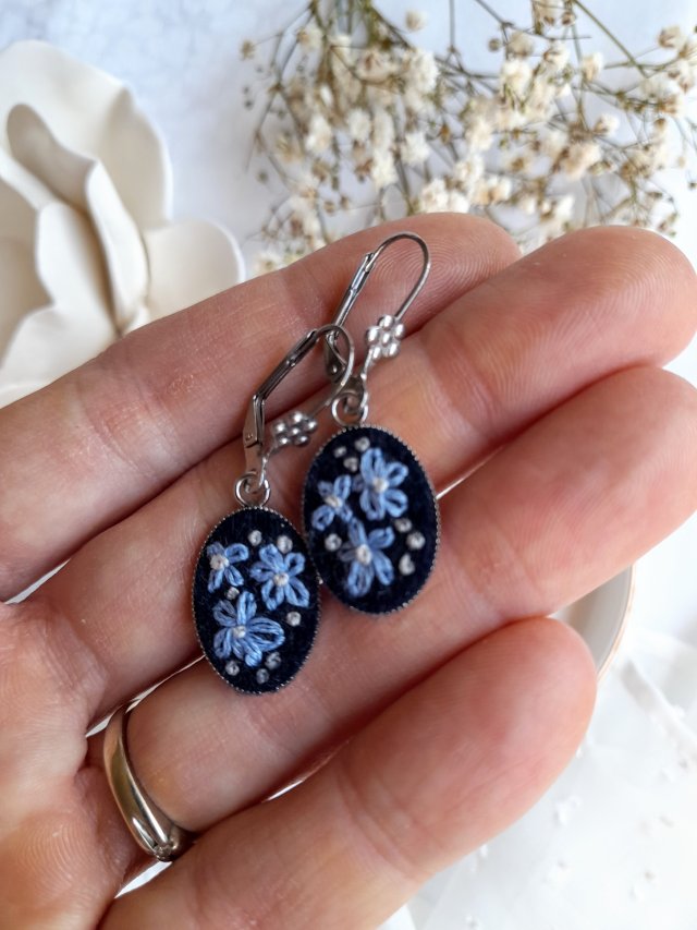 Kolczyki Niezapominajki nocą małe