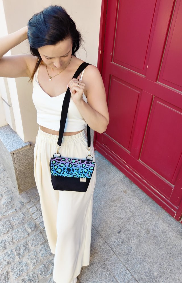 Torebka L E A Neon Leopard Print-mini torebka welur/nubuk