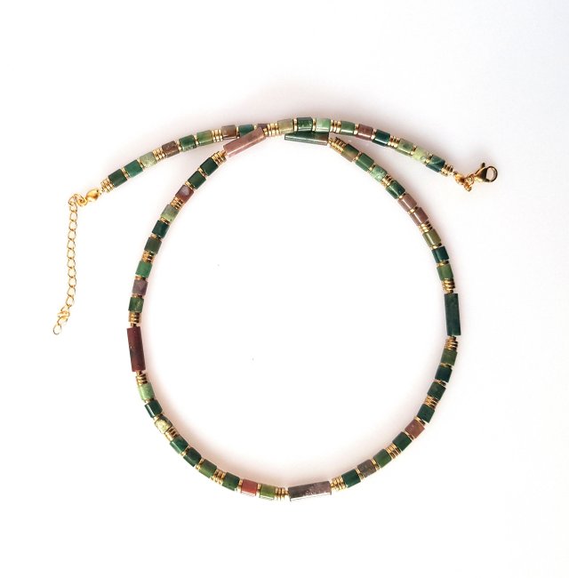 Naszyjnik z Agatem Indyjskim v Ciemny