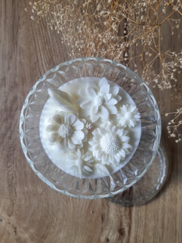 Zapachowa Świeca Sojowa, Naturalna Świeczka z Kwiatami, Pucharek