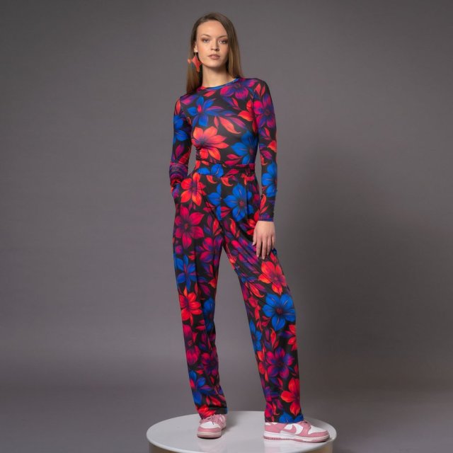 Bluzka basic z długim rękawem - Flower Power