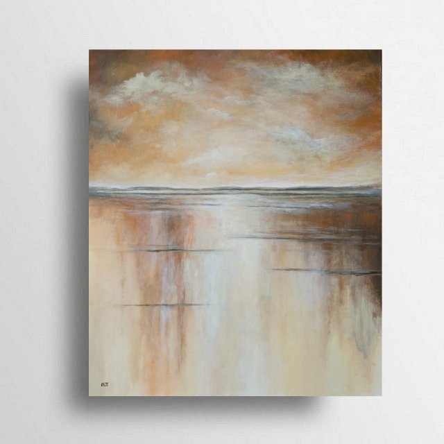 Pejzaż w brązach,złocie i pomarańczach-obraz akrylowy