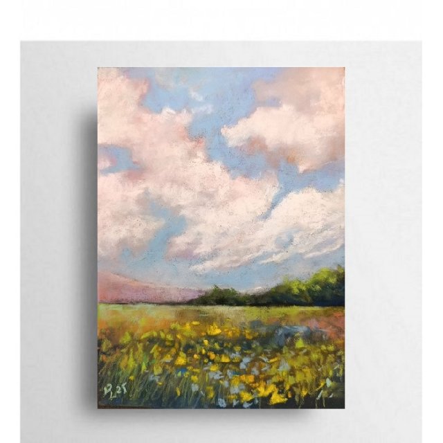 Pejzaż  - praca wykonana pastelami