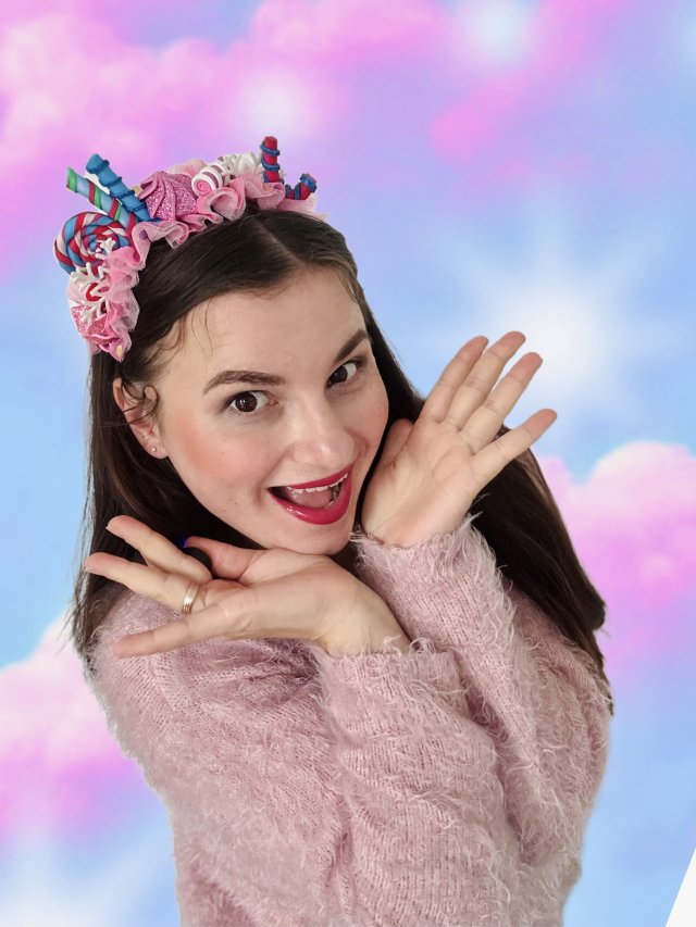 Świąteczna opaska czerwono-biała z cukierkami, bożonarodzeniowa ozdoba do włosów